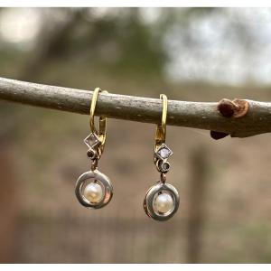18k Gold And Fine Pearl Earrings