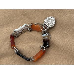 Agate And Silver Bracelet