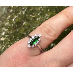 Marquise Ring With Diamonds And Tourmaline