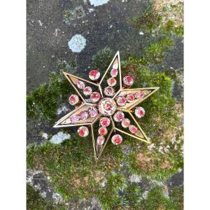 18ct Gold And Citrines Star Brooch