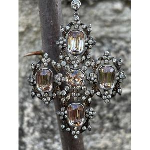 Silver Cross And Rhine Stone On A Pail