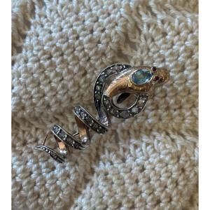 18ct Gold Snake And Diamond Brooch