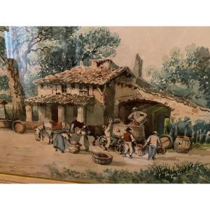 Pair Of Emile Henry Watercolors