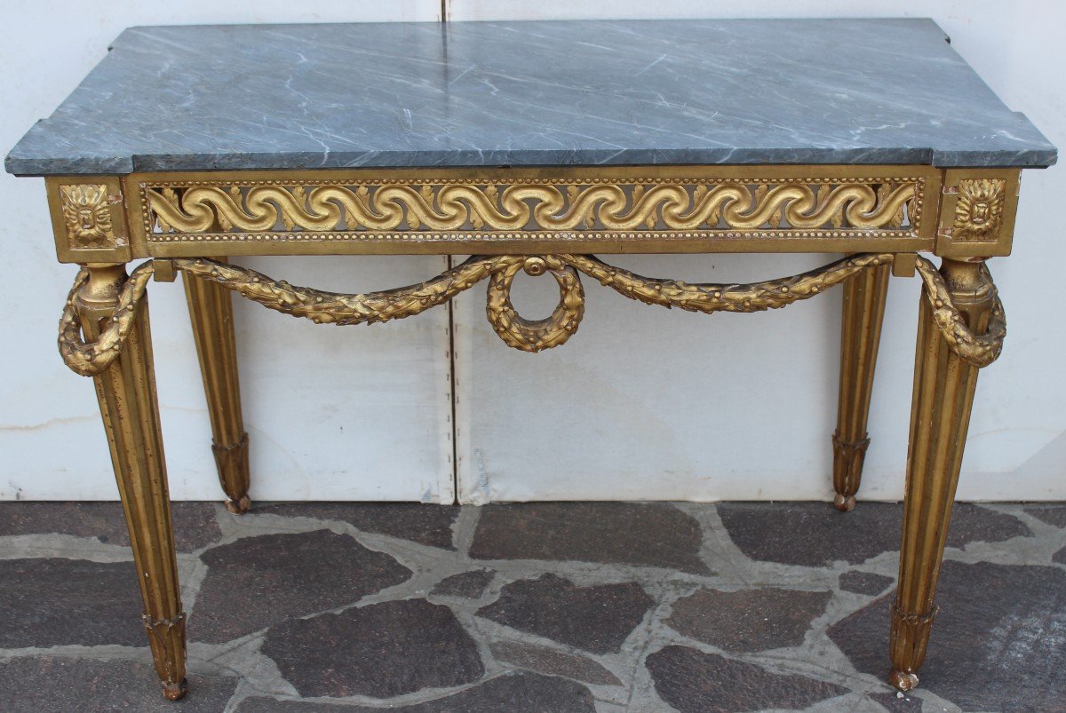 CONSOLE IN LEGNO DORATO DI EPOCA LUIGI XVI