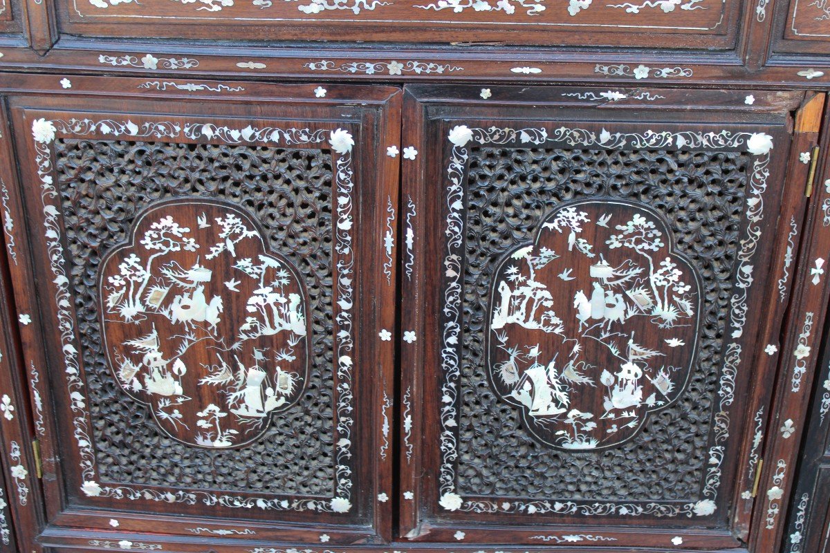 GRANDE CABINET INTARSIATO IN MADREPERLA, VIETNAM XIX SECOLO.-photo-3