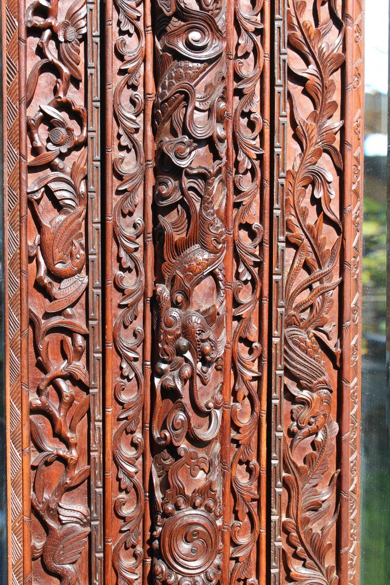 ECCEZIONALE ARMADIO IN LEGNO INTAGLIATO VIETNAMITA, VIETNAM XIX SECOLO.-photo-8