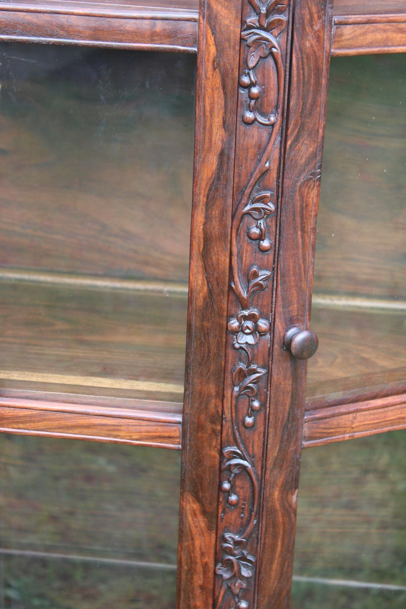 VETRINA CINESE IN LEGNO DURO INTAGLIATO  CON  DRAGONI, XIX SECOLO.-photo-8