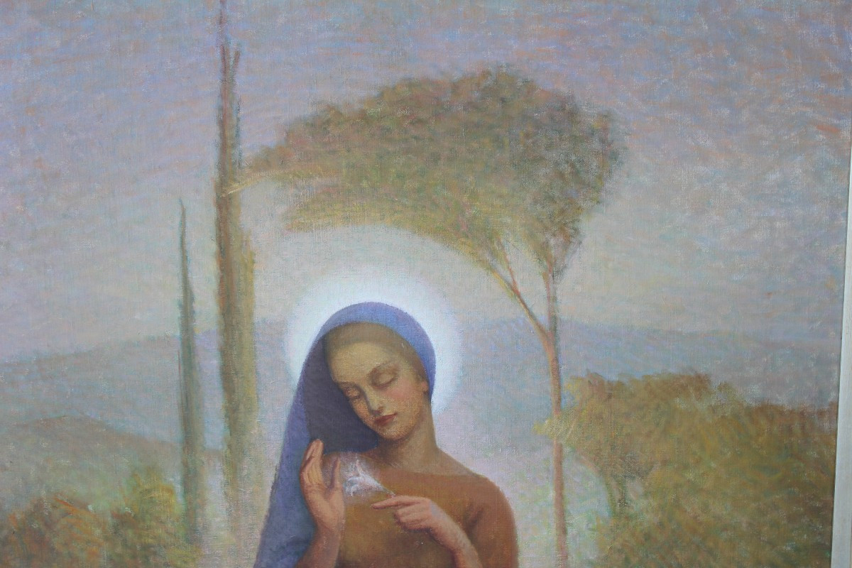 NOèL QUINTAVALLE (FERRARA 1893- ALASSIO 1975), "MADONNA ASSISA" DATATO 1938.-photo-3