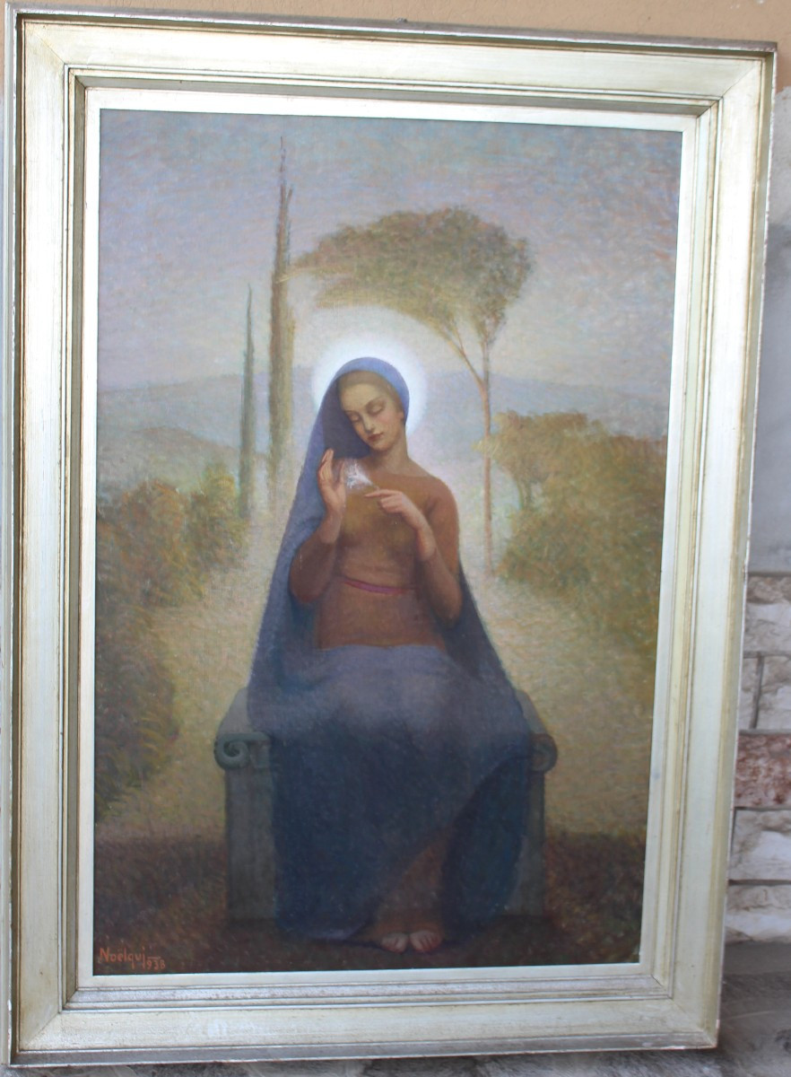 NOèL QUINTAVALLE (FERRARA 1893- ALASSIO 1975), "MADONNA ASSISA" DATATO 1938.-photo-4