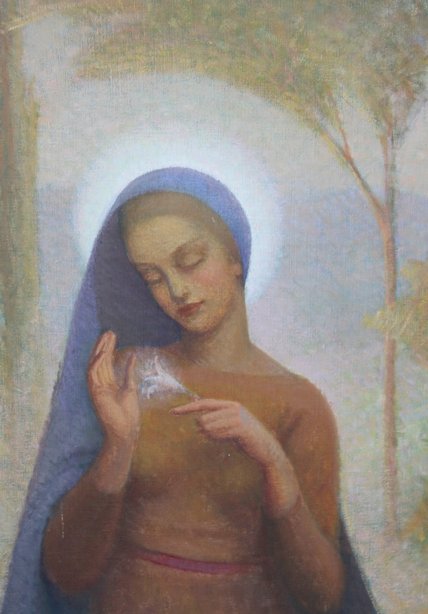 NOèL QUINTAVALLE (FERRARA 1893- ALASSIO 1975), "MADONNA ASSISA" DATATO 1938.