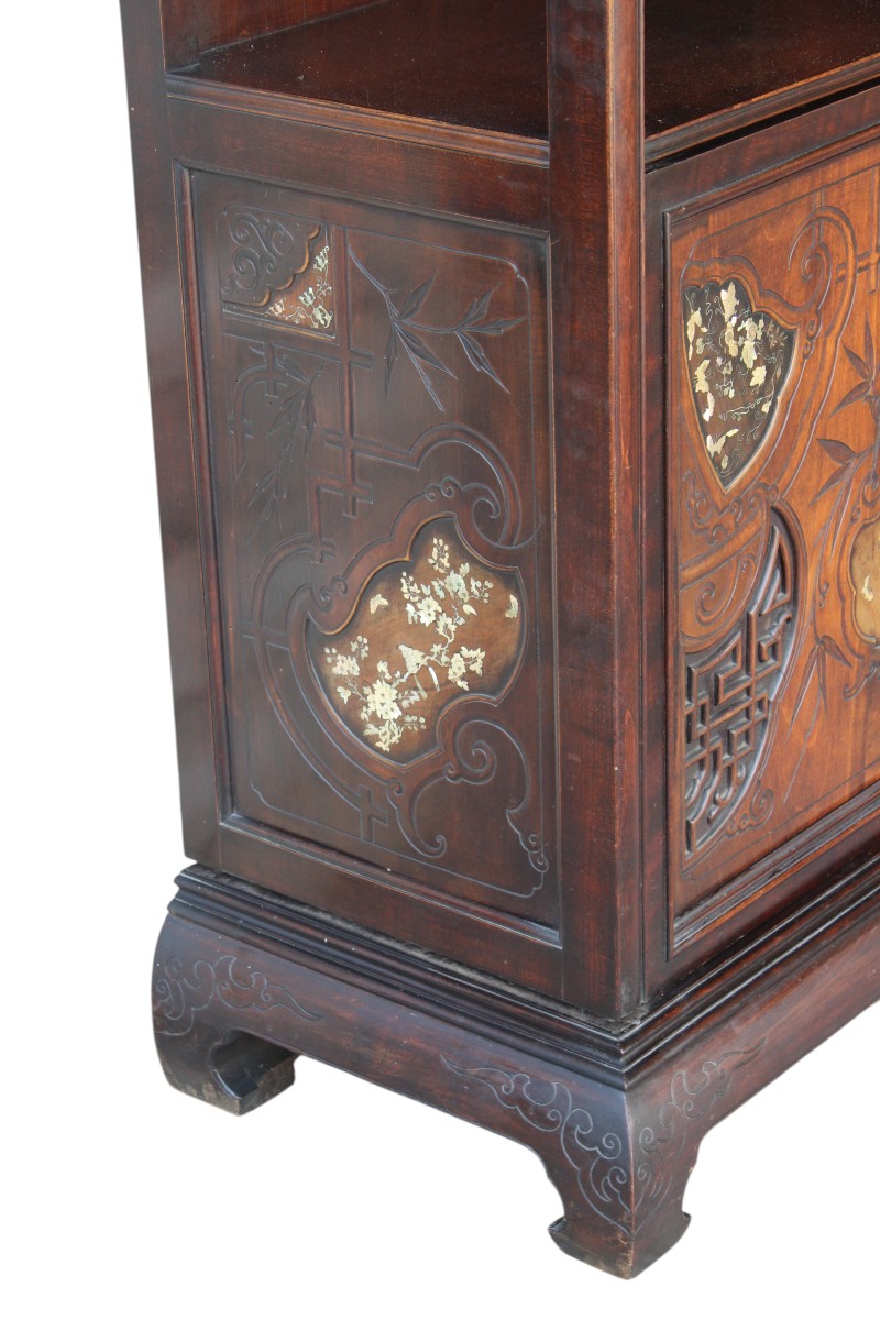 GABRIEL VIARDOT (1830-1904), GRANDE CABINET INTARSIATO IN MADREPERLA, FIRMATO.-photo-3
