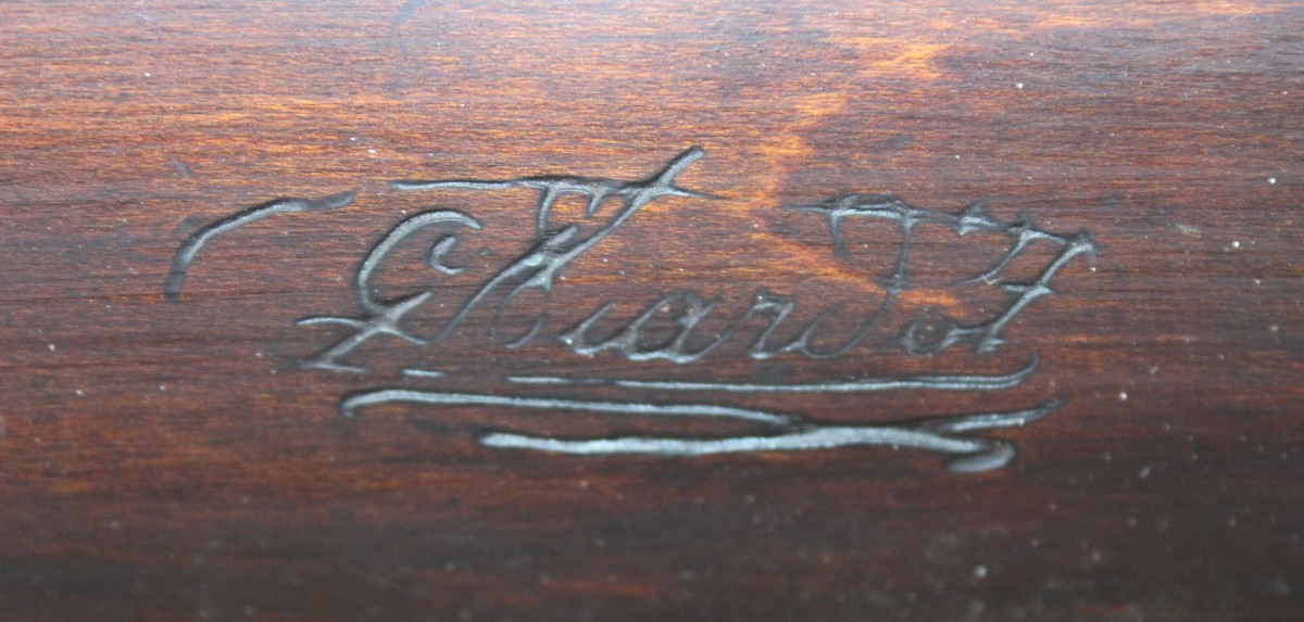 GABRIEL VIARDOT (1830-1904), GRANDE CABINET INTARSIATO IN MADREPERLA, FIRMATO.-photo-5