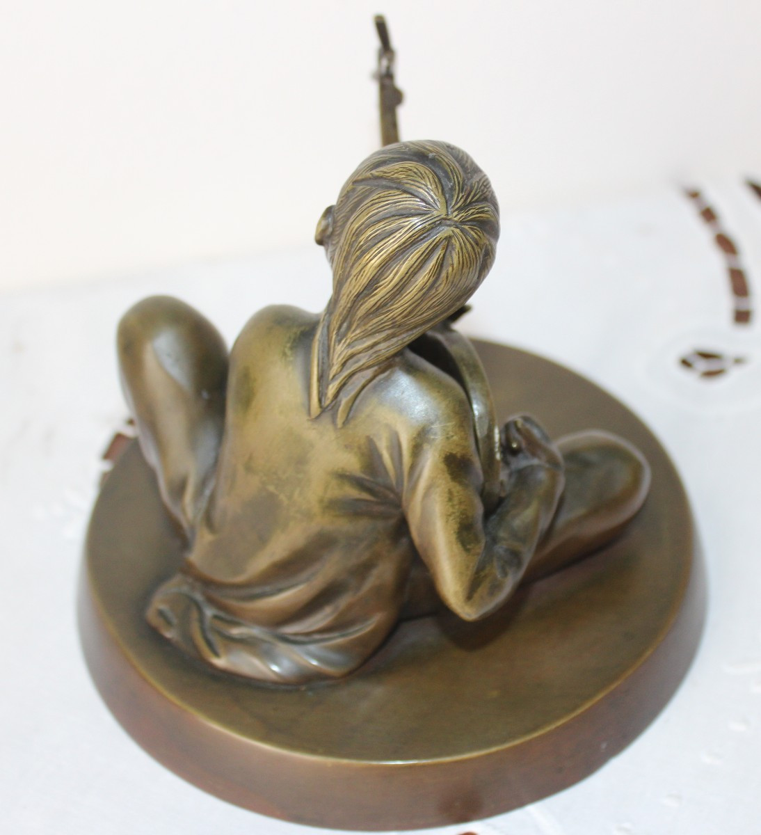 "SUONATORE DI SANXIAN" IN BRONZO, VIETNAM 1930 CIRCA.-photo-3