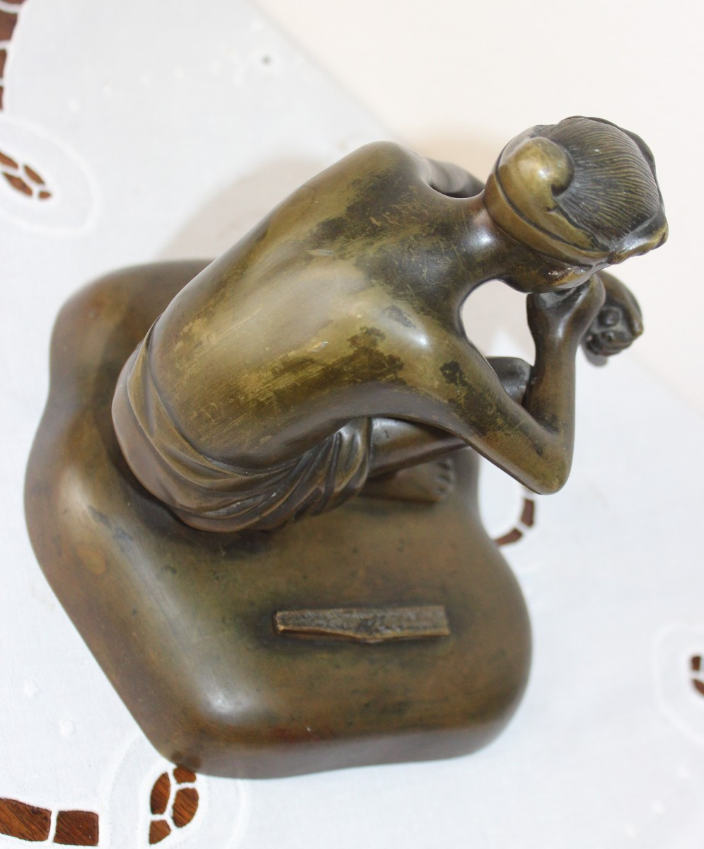 SUONATORE DI FLAUTO IN BRONZO, VIETNAM CIRCA 1930.-photo-1