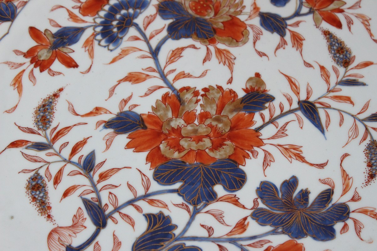 GRANDE PIATTO IN PORCELLANA CINESE IMARI DEL XVIII SECOLO, DI EPOCA QIANLONG, 38 CM-photo-2