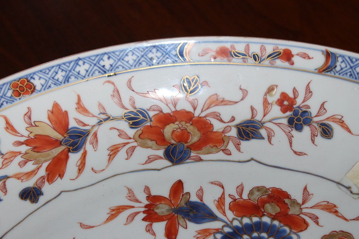 GRANDE PIATTO IN PORCELLANA CINESE IMARI DEL XVIII SECOLO, DI EPOCA QIANLONG, 38 CM-photo-3