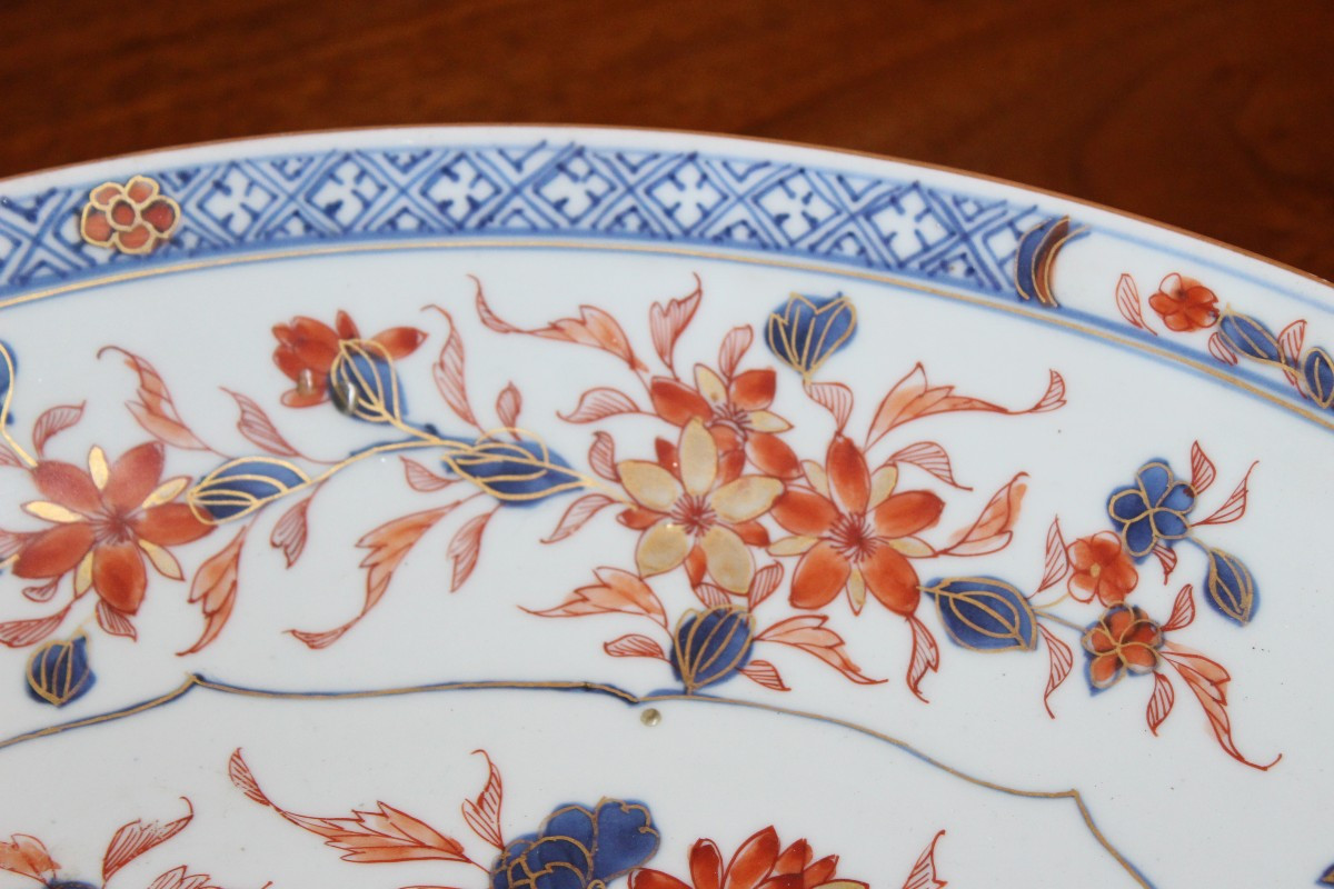 GRANDE PIATTO IN PORCELLANA CINESE IMARI DEL XVIII SECOLO, DI EPOCA QIANLONG, 38 CM-photo-4