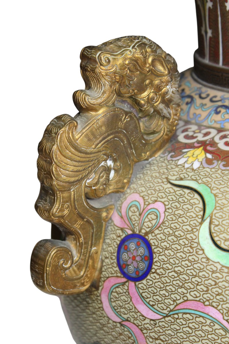 GRANDE VASO CLOISONNè, CINA 1950 CIRCA.-photo-2