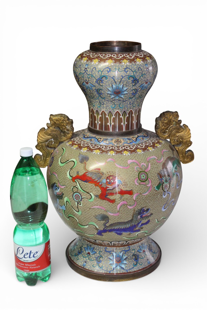 GRANDE VASO CLOISONNè, CINA 1950 CIRCA.-photo-3