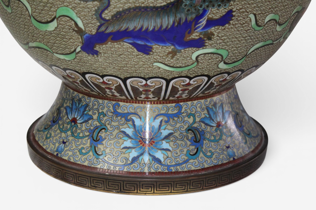 GRANDE VASO CLOISONNè, CINA 1950 CIRCA.-photo-1