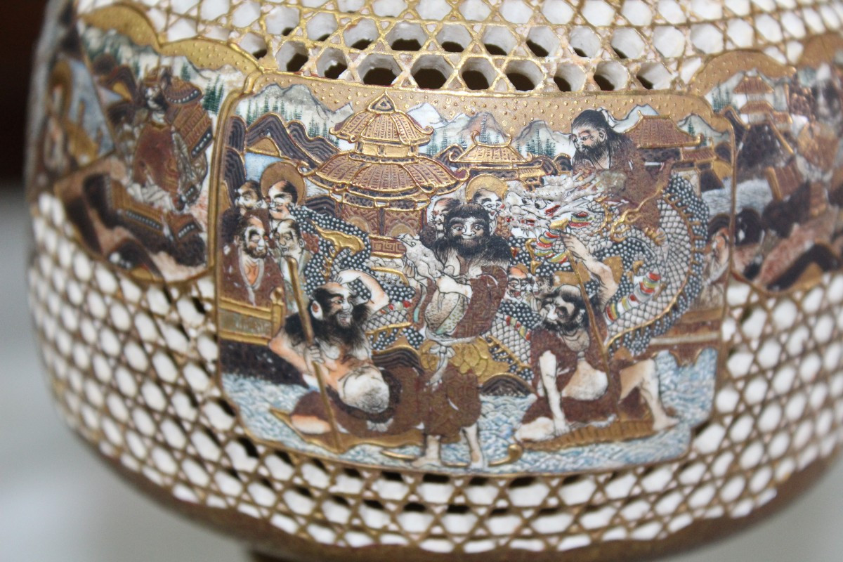 PICCOLO BRUCIA PROFUMI IN CERAMICA SATSUMA, MEIJI PERIODO, FINE DEL XIX SECOLO.-photo-4