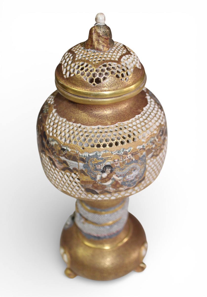 PICCOLO BRUCIA PROFUMI IN CERAMICA SATSUMA, MEIJI PERIODO, FINE DEL XIX SECOLO.-photo-3