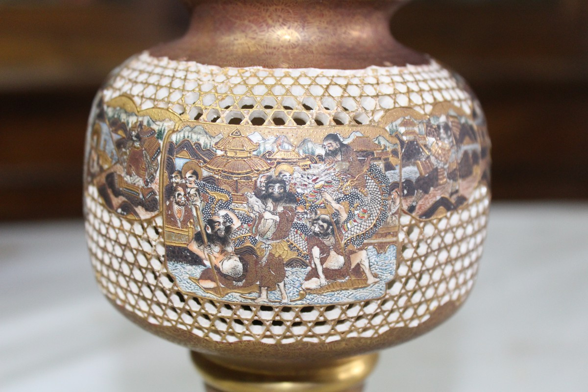 PICCOLO BRUCIA PROFUMI IN CERAMICA SATSUMA, MEIJI PERIODO, FINE DEL XIX SECOLO.-photo-4