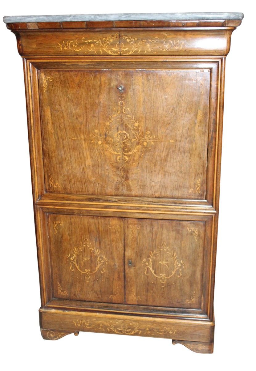 SECRETAIRE INTARSIATO DI EPOCA CARLO X (1820-1840).-photo-2