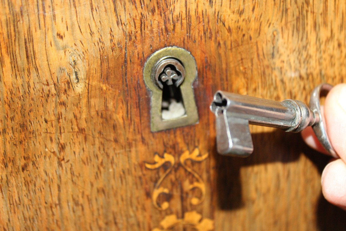 SECRETAIRE INTARSIATO DI EPOCA CARLO X (1820-1840).-photo-1