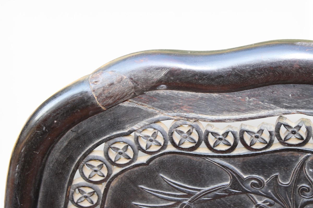 4 sedie orientali in legno esotico intagliato, 1900 circa.-photo-1