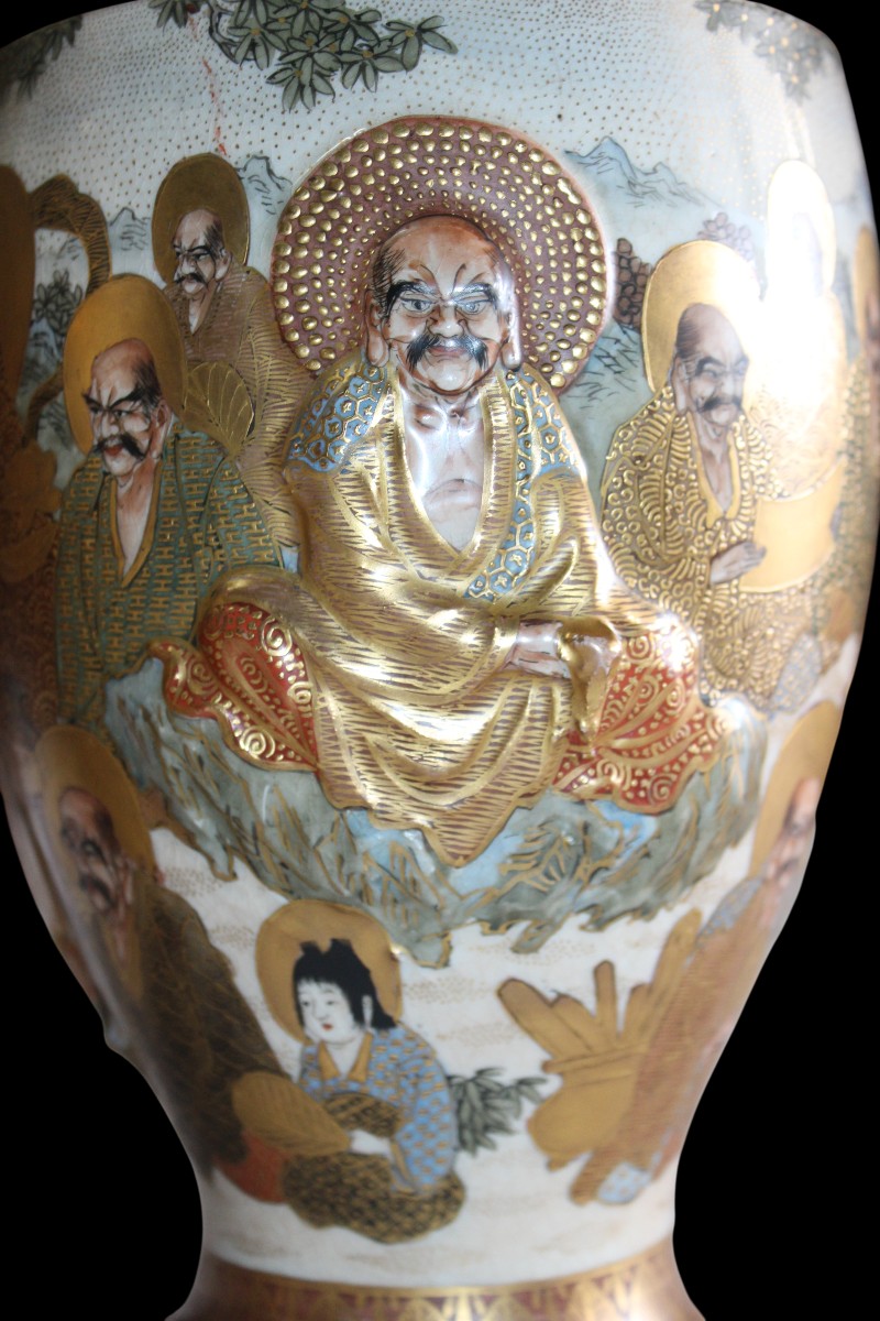 COPPIA DI VASI SATSUMA, FIRMATI HODODA, MEIJI PERIODO, FINE DEL XIX SECOLO.-photo-2