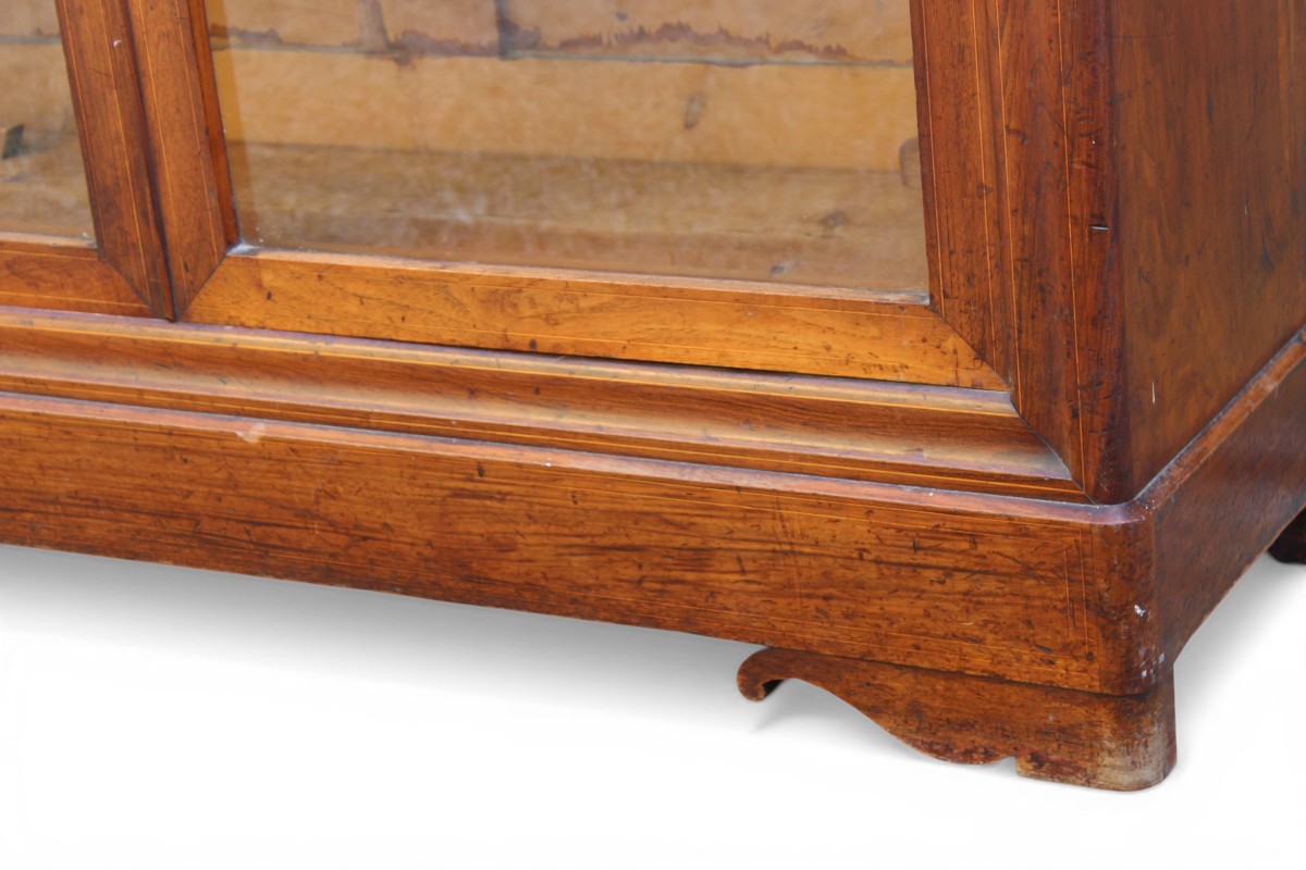 VETRINA/LIBRERIA  DI EPOCA LUIGI FILIPPO IN NOCE FILETTATA, METà DEL XIX SECOLO.-photo-3