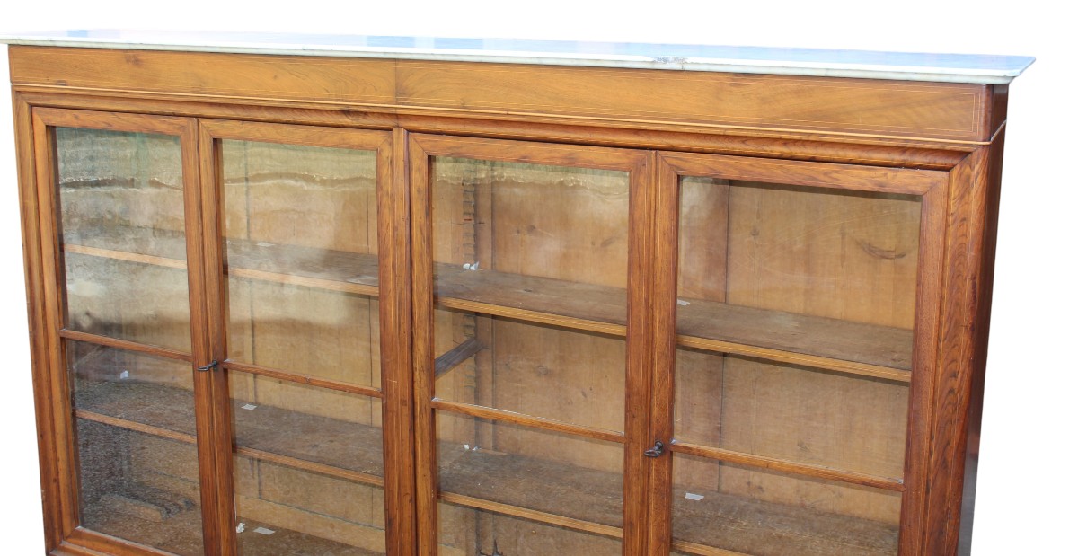 VETRINA/LIBRERIA  DI EPOCA LUIGI FILIPPO IN NOCE FILETTATA, METà DEL XIX SECOLO.-photo-4