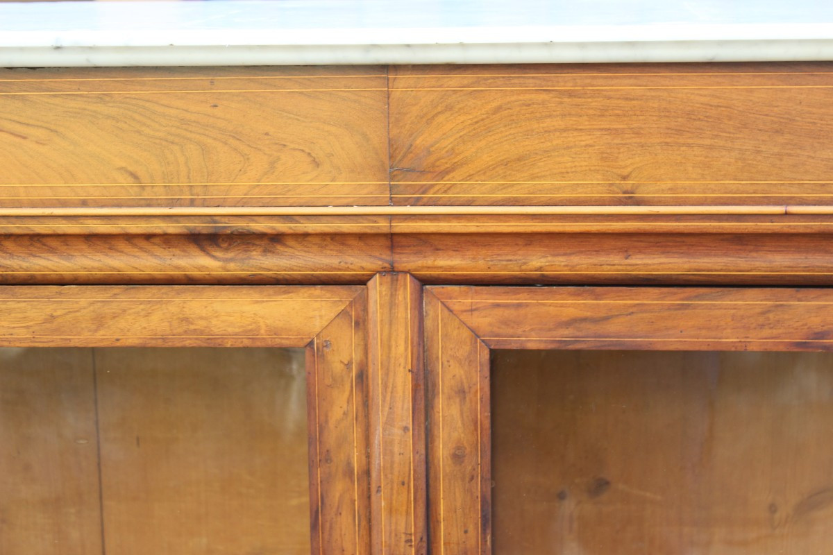 VETRINA/LIBRERIA  DI EPOCA LUIGI FILIPPO IN NOCE FILETTATA, METà DEL XIX SECOLO.-photo-4