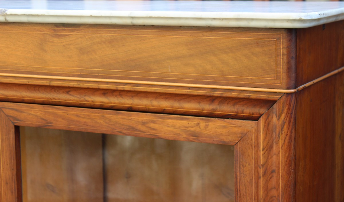 VETRINA/LIBRERIA  DI EPOCA LUIGI FILIPPO IN NOCE FILETTATA, METà DEL XIX SECOLO.-photo-5