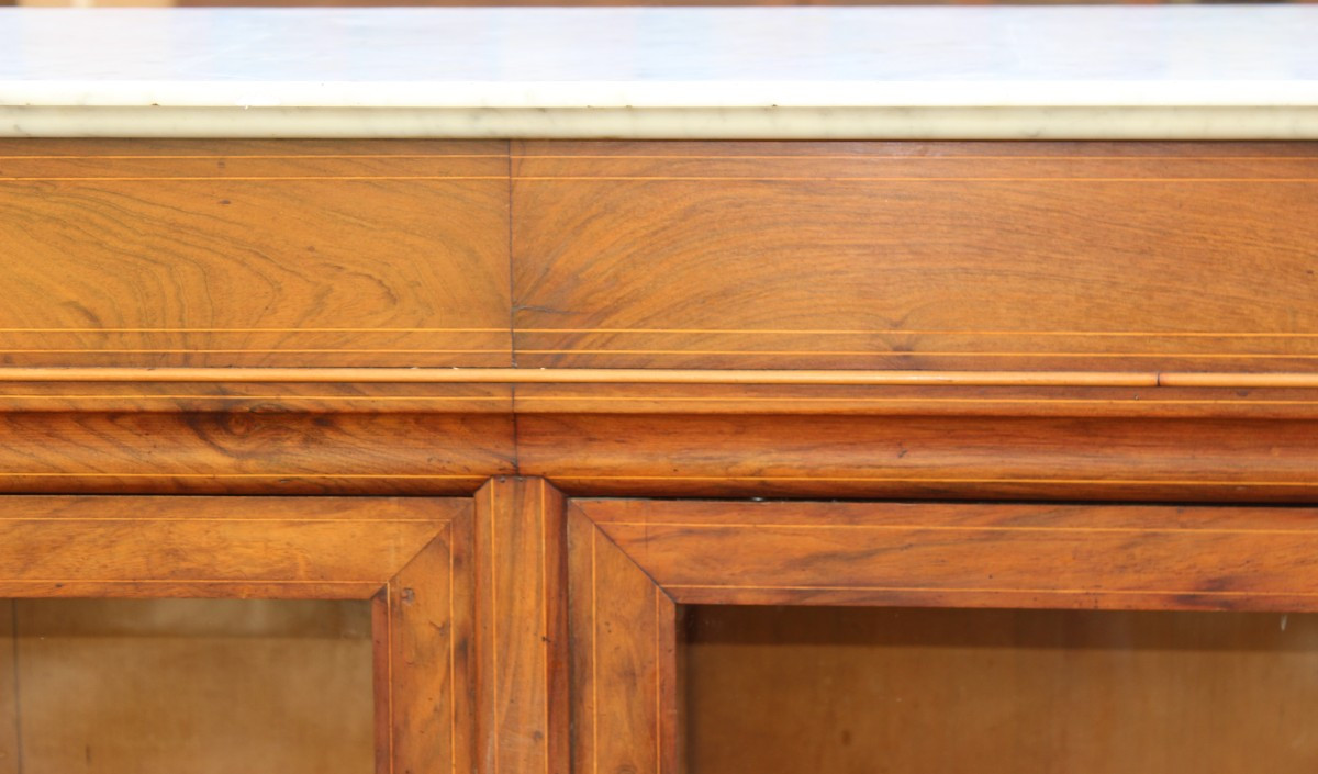 VETRINA/LIBRERIA  DI EPOCA LUIGI FILIPPO IN NOCE FILETTATA, METà DEL XIX SECOLO.-photo-6