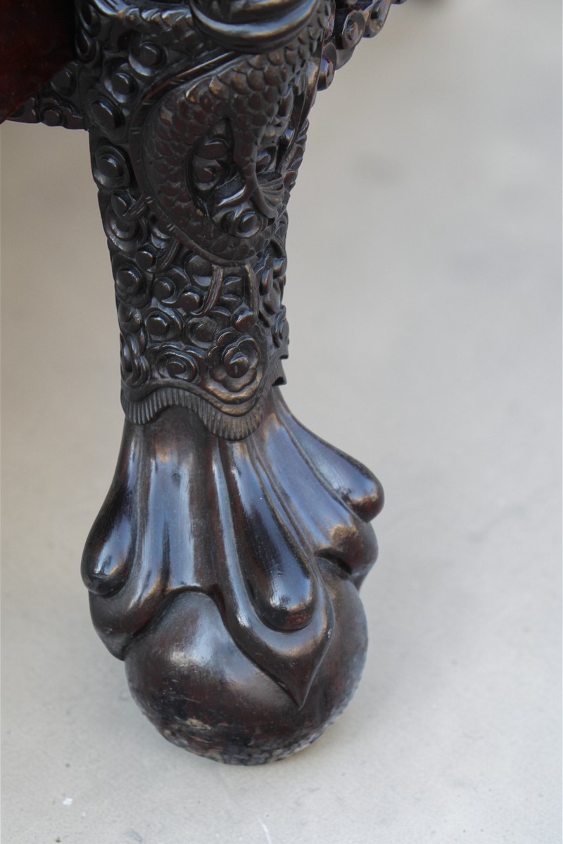 GRANDE SCRIVANIA CINESE IN LEGNO DURO INTAGLIATO, FINE DEL XIX SECOLO.-photo-3