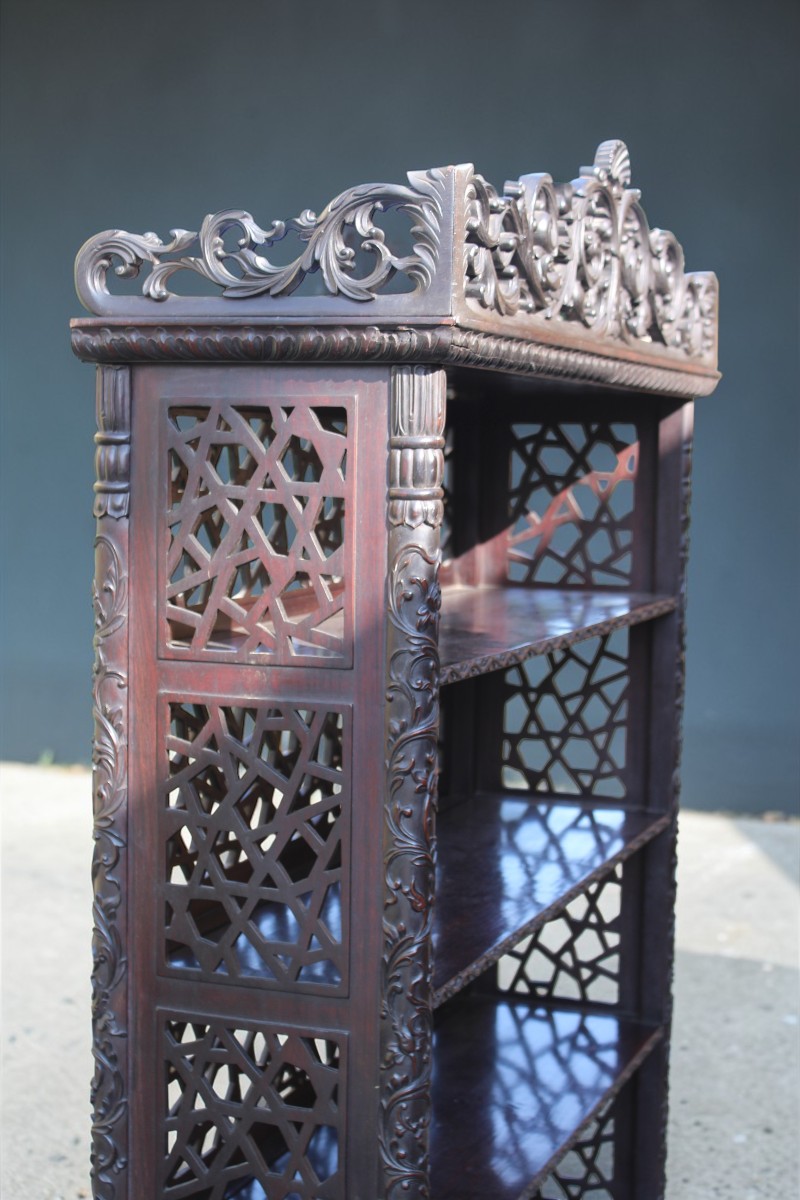 ETAGERE CINESE IN LEGNO DURO INTAGLIATO, DINASTIA QING, XIX SECOLO.-photo-5