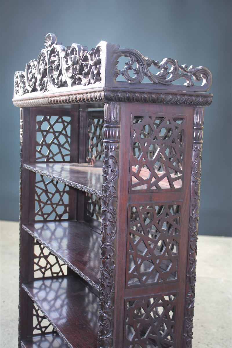 ETAGERE CINESE IN LEGNO DURO INTAGLIATO, DINASTIA QING, XIX SECOLO.-photo-6