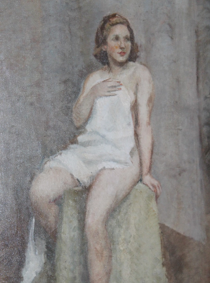 NOEL QUINTAVALLE (1893-1975) "RITRATTO DI GIOVANE DONNA IN POSA" DATATO 1940.-photo-4