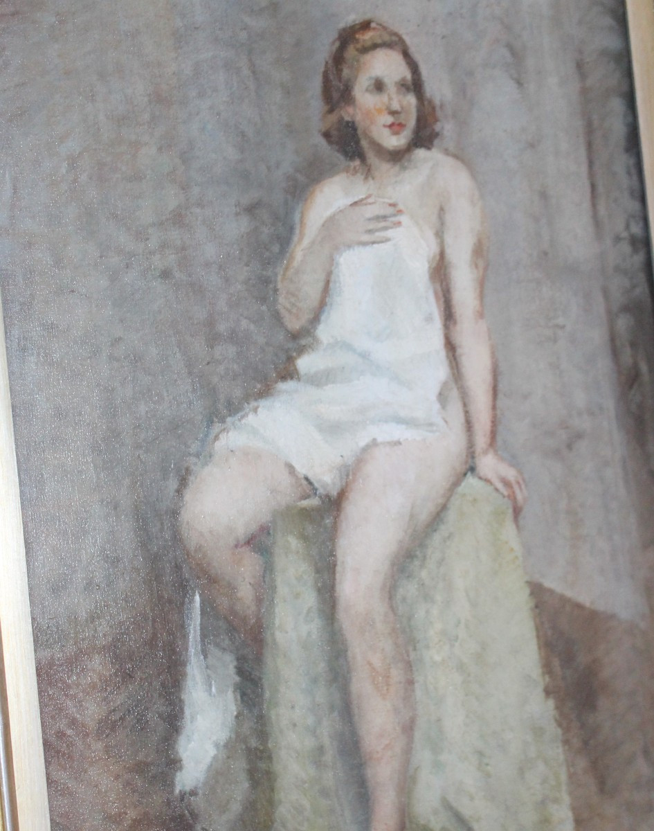 NOEL QUINTAVALLE (1893-1975) "RITRATTO DI GIOVANE DONNA IN POSA" DATATO 1940.-photo-1