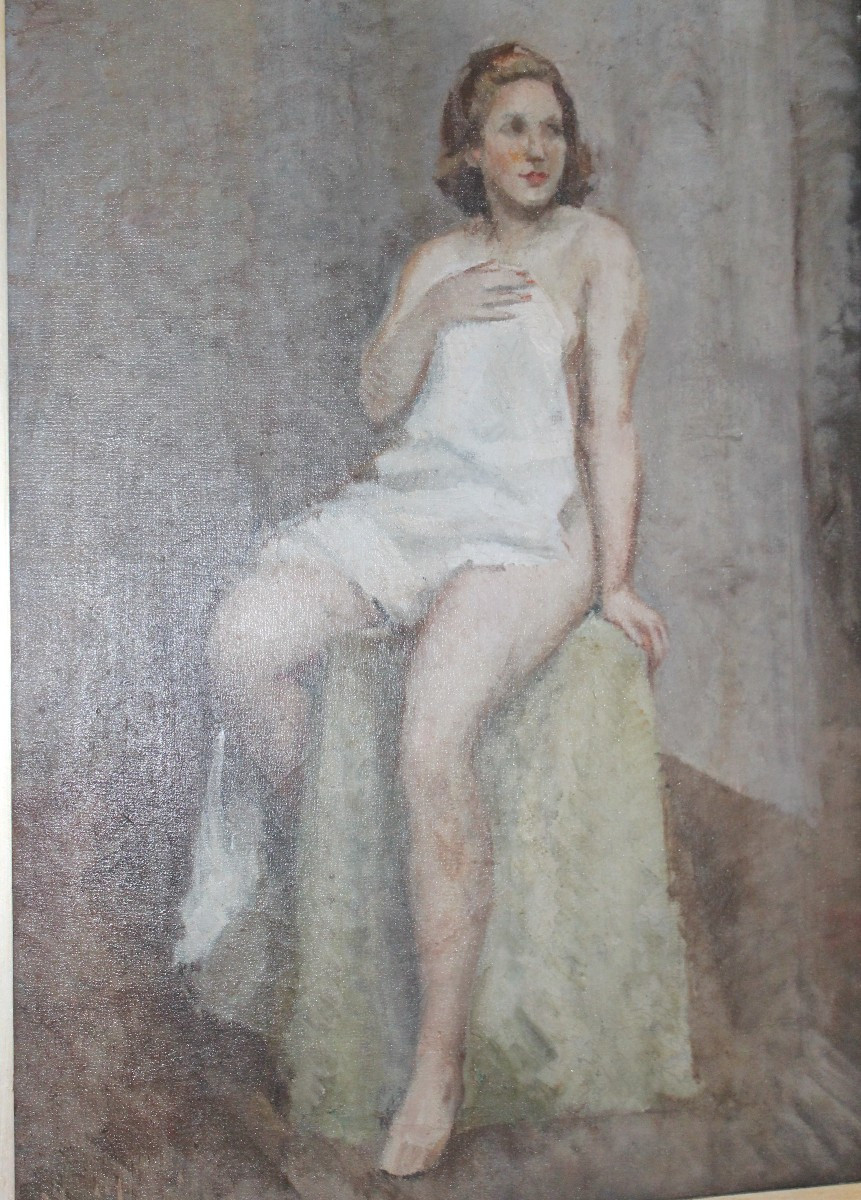 NOEL QUINTAVALLE (1893-1975) "RITRATTO DI GIOVANE DONNA IN POSA" DATATO 1940.
