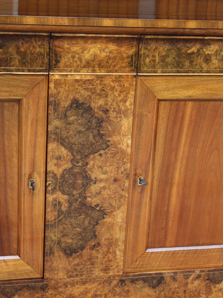 GRANDE CREDENZA CAPPUCCINA DI EPOCA  CARLO X (1830 CIRCA), IN NOCE E RADICA, XIX SECOLO.-photo-3