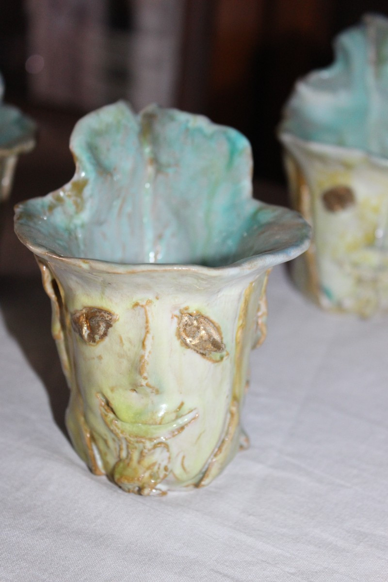 LINO BERZOINI (1893-1971) SERIE COMPLETA DI UNA CARAFFA E SEI BICCHIERIN, ANNI '50.-photo-3