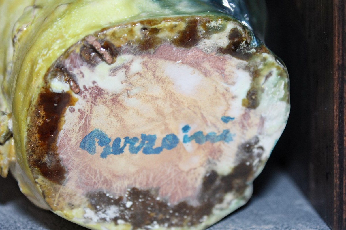 LINO BERZOINI (1893-1971) SERIE COMPLETA DI UNA CARAFFA E SEI BICCHIERIN, ANNI '50.-photo-1