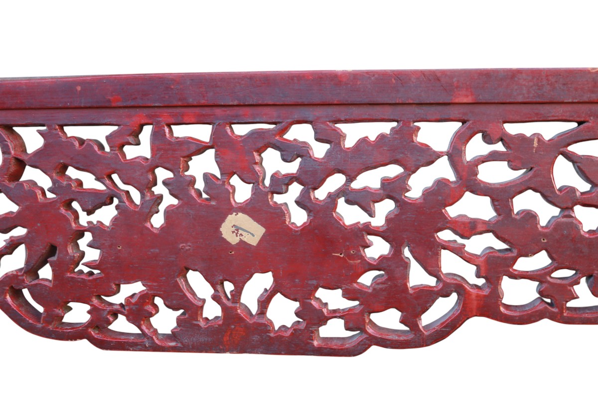 Riquadro in legno intagliato e dorato, Cina XIX secolo.-photo-2