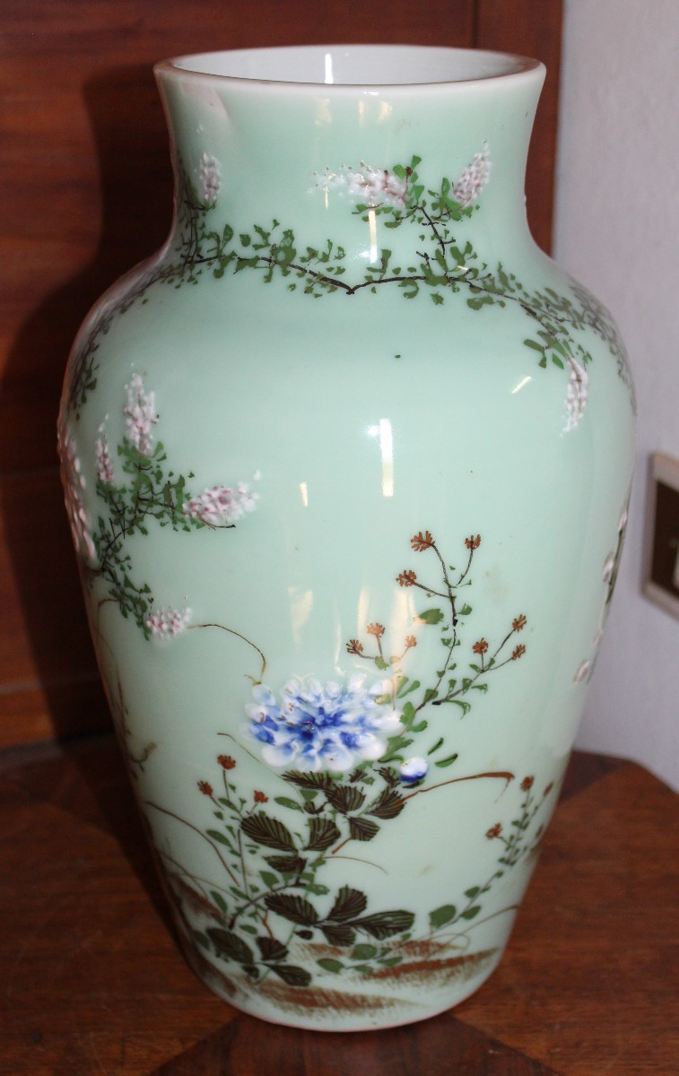 VASO GIAPPONESE SETO, IN PORCELLANA CELADON, MEIJI PERIODO, FINE DEL XIX SECOLO.-photo-2