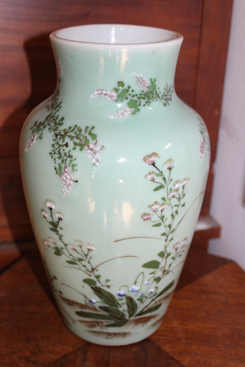 VASO GIAPPONESE SETO, IN PORCELLANA CELADON, MEIJI PERIODO, FINE DEL XIX SECOLO.-photo-3