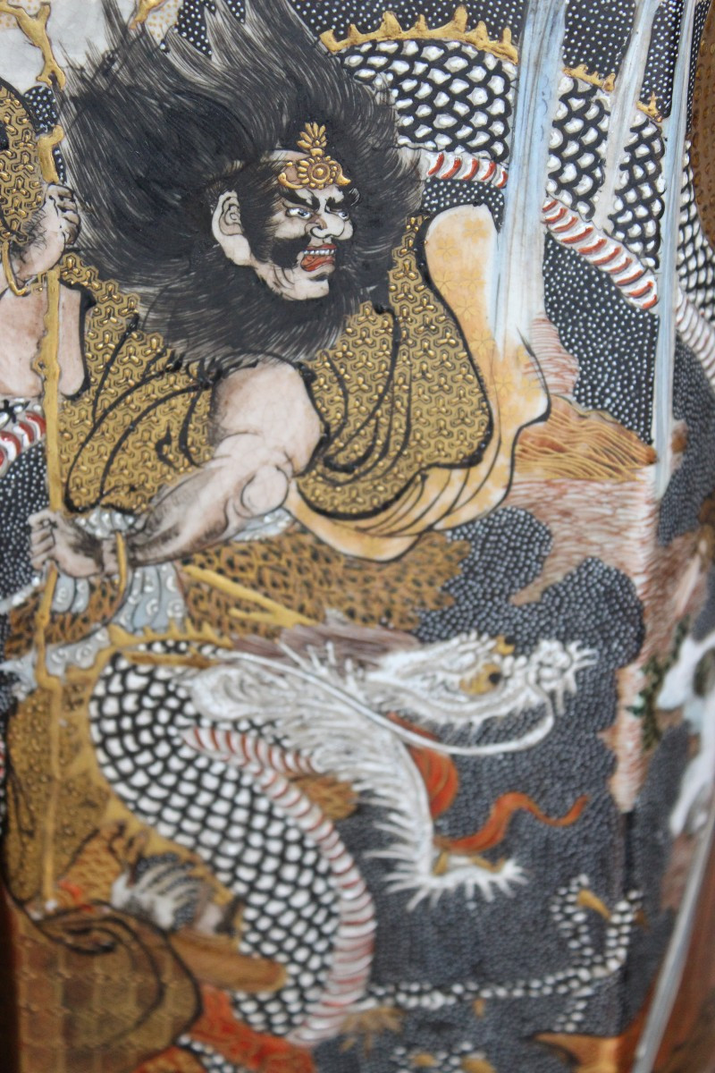 VASO GIAPPONESE SATSUMA ESAGONALE, MEIJI PERIODO, FINE DEL XIX SECOLO.-photo-2