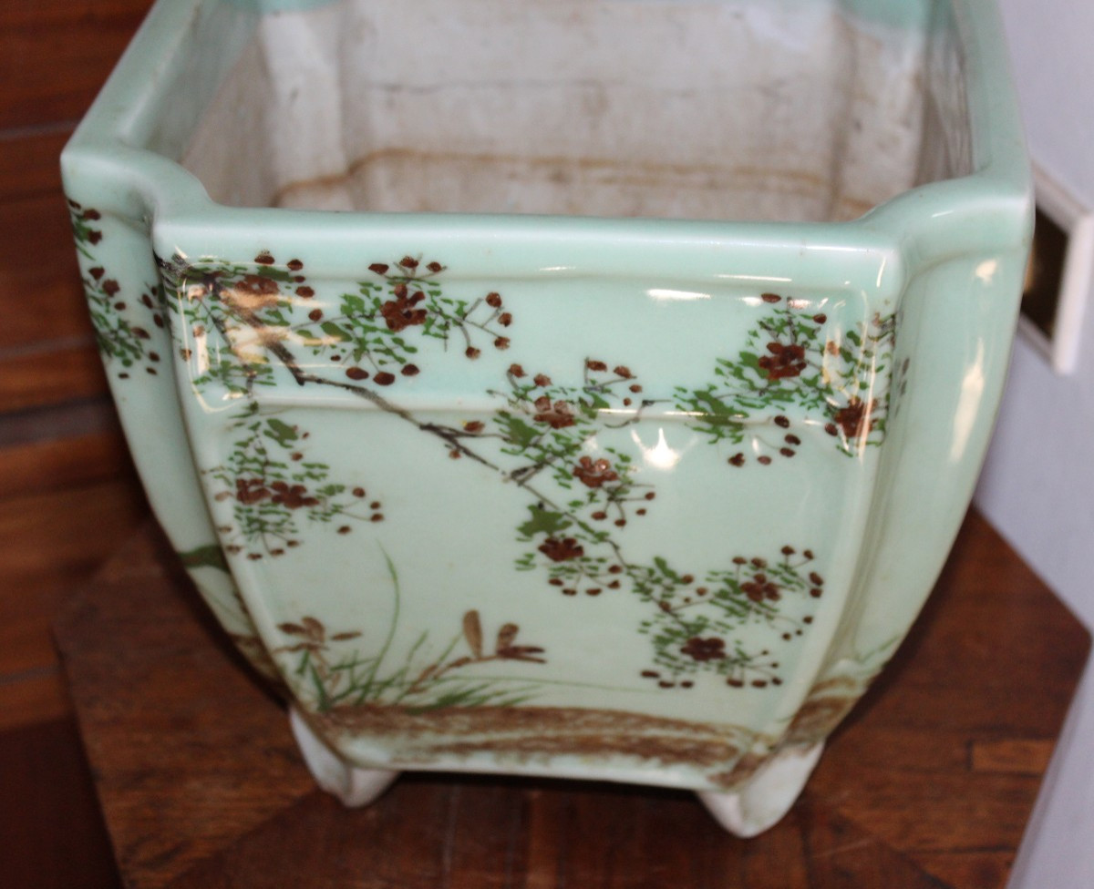 CACHE-POT IN PORCELLANA GIAPPONESE CELADON CHIAMATA SETO, MEIJI PERIODO, FINE DEL XIX SECOLO.-photo-4